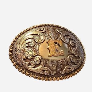 Nocona Gold Belt Buckle with Floral Accents